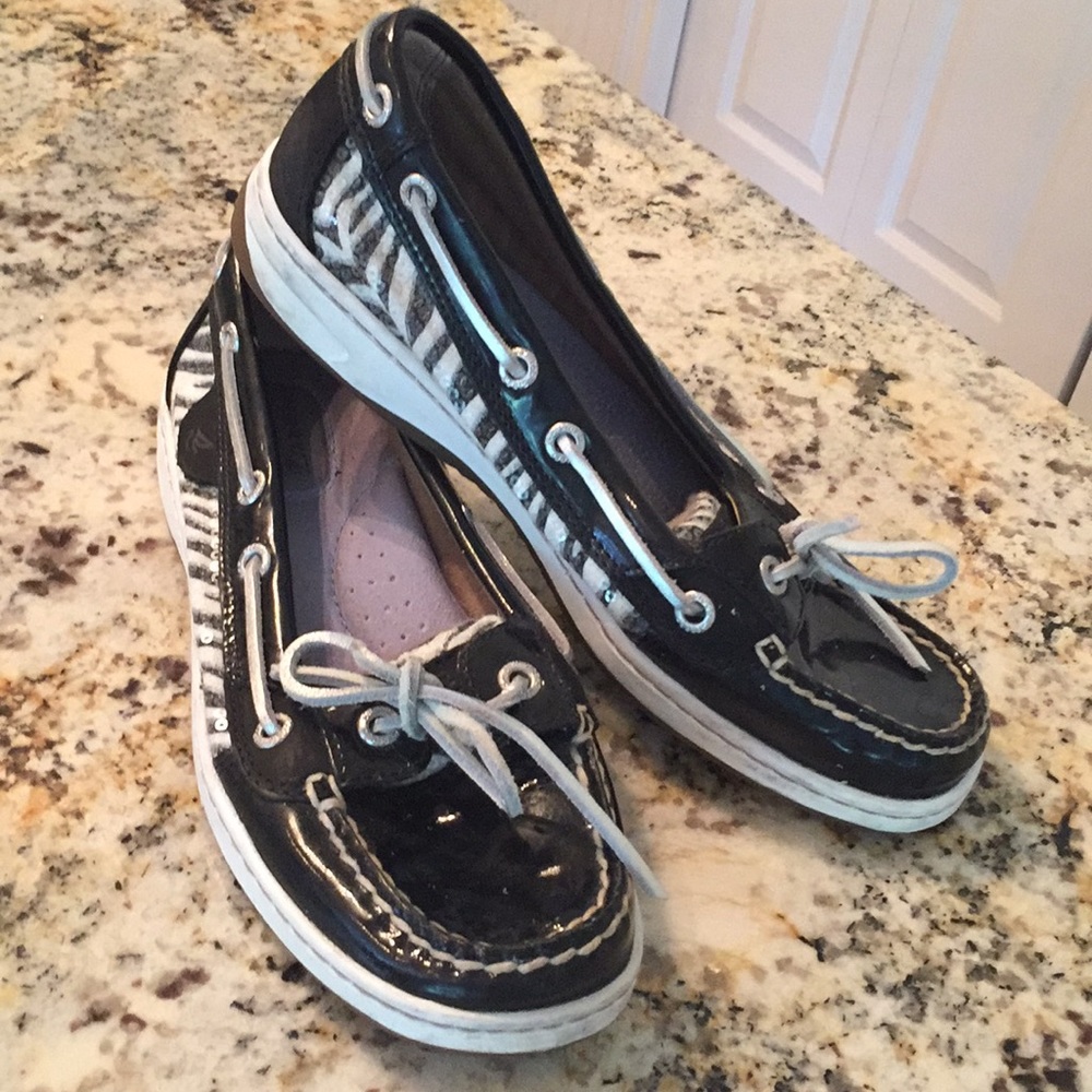 Sperry top sider black zebra angelfish boat shoes